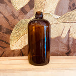 Amber Glass Boston Bottles - 32, 16, 8 oz