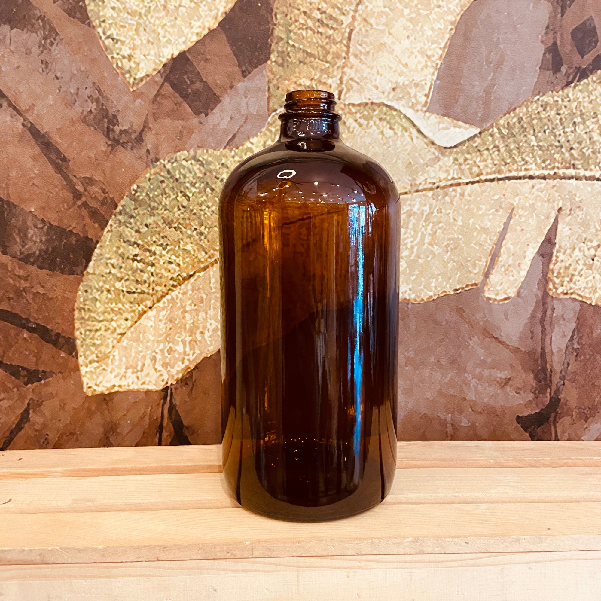 Amber Glass Boston Bottles - 32, 16, 8oz