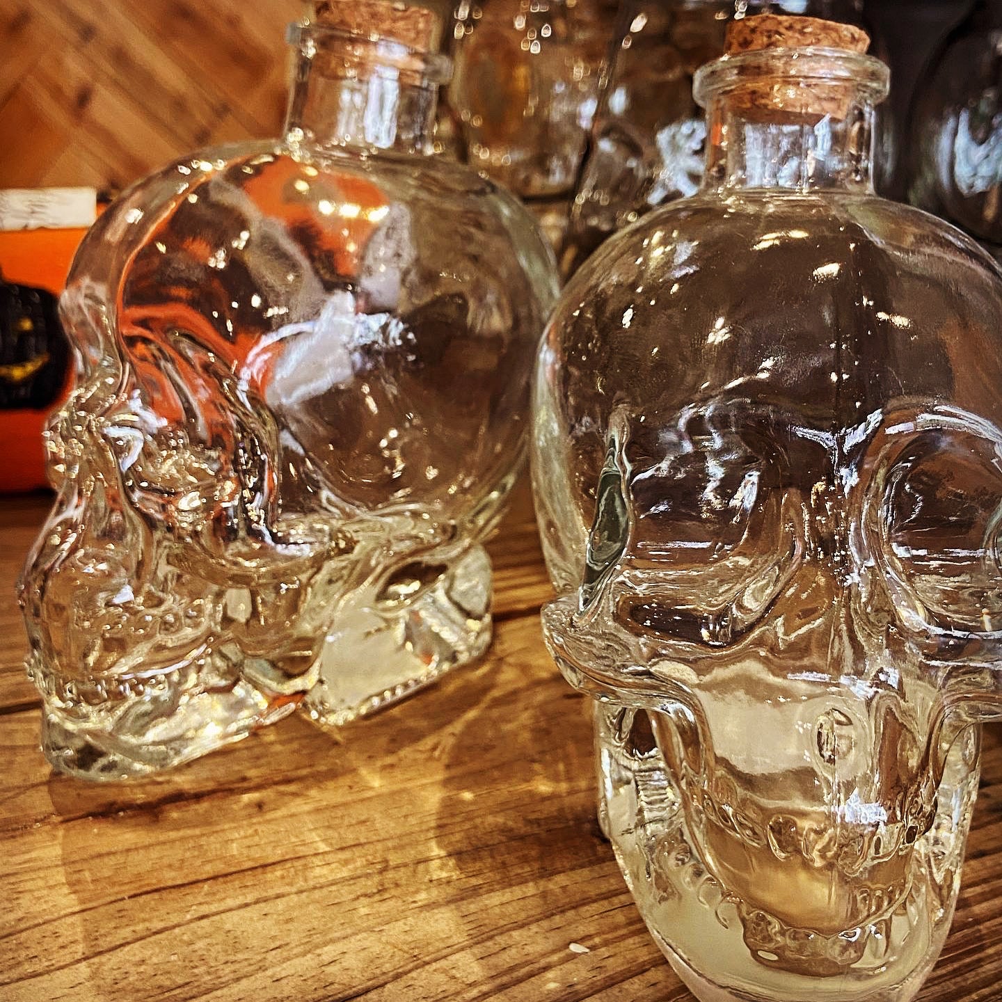 Skull Decanter - 12 oz - glass with cork - Off the Bottle Refill Shop