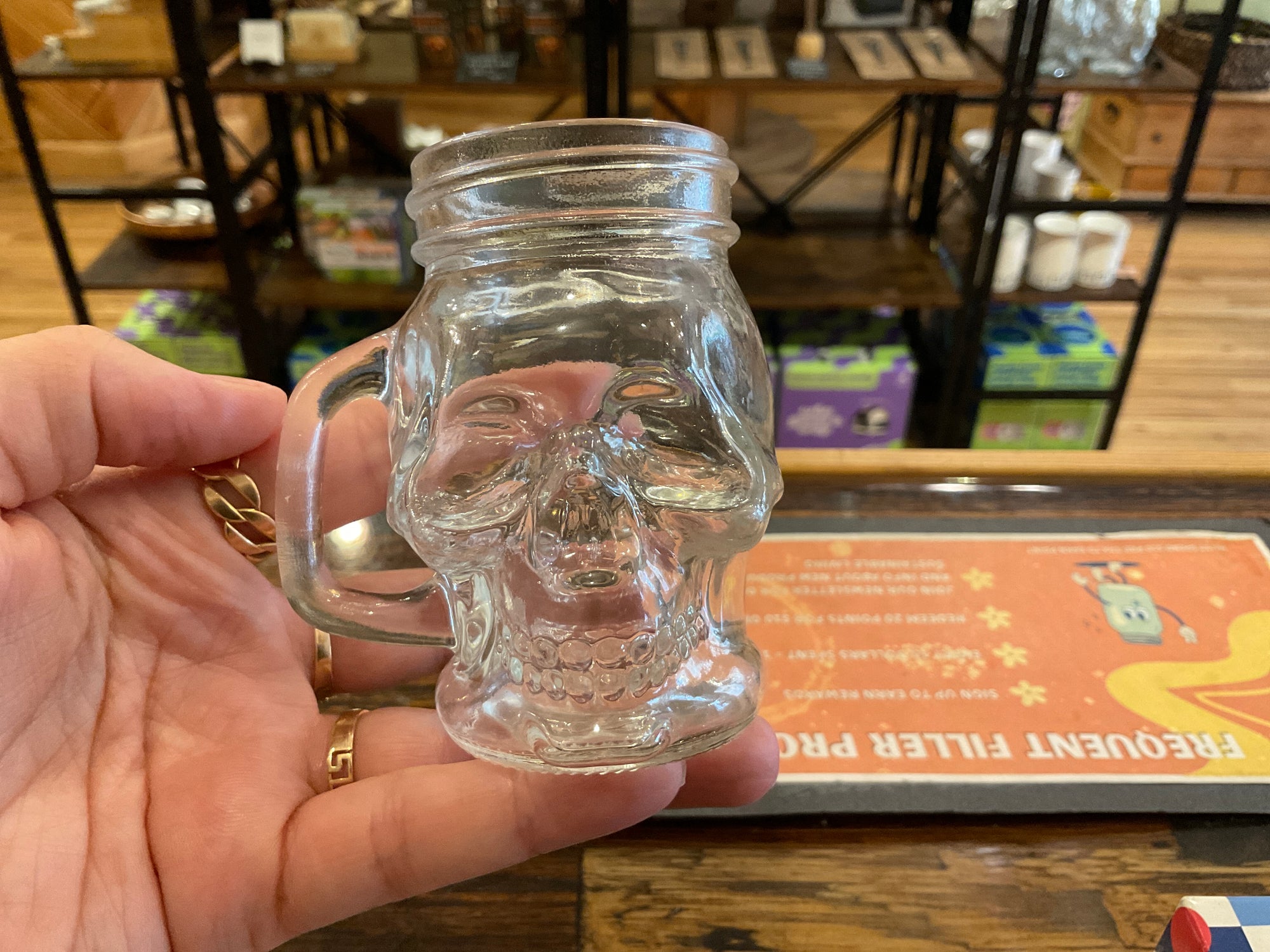Skull Mason Jar with Handle