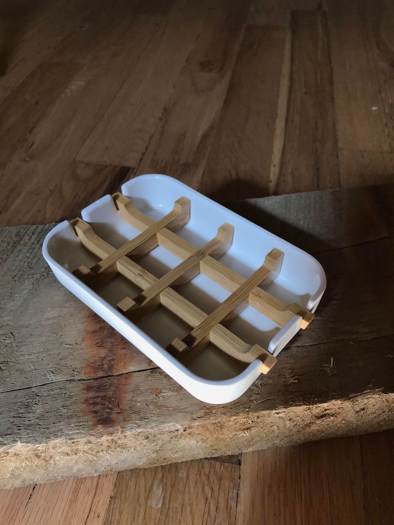Bamboo Soap Dish, white base - Off the Bottle Refill Shop