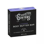 Spinster Sisters Body Butter Bar in lavender, showcasing a smooth, creamy bar with lavender scent for nourishing skin.