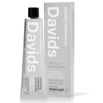 David’s Natural Toothpaste with charcoal, featuring a sleek tube design, ideal for whitening and freshening teeth naturally.