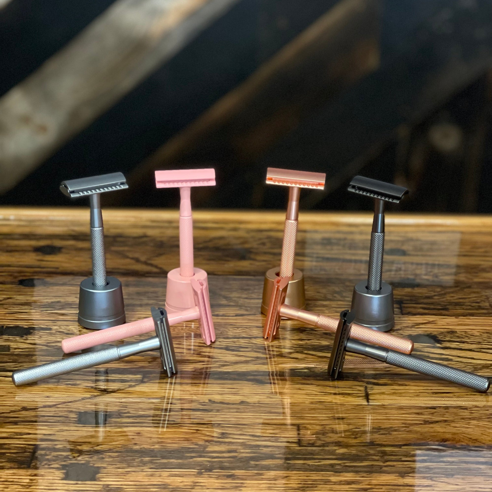 Coated brass safety razor from Ningbo Haward Razor with a sleek handle and polished finish, designed for smooth shaving.