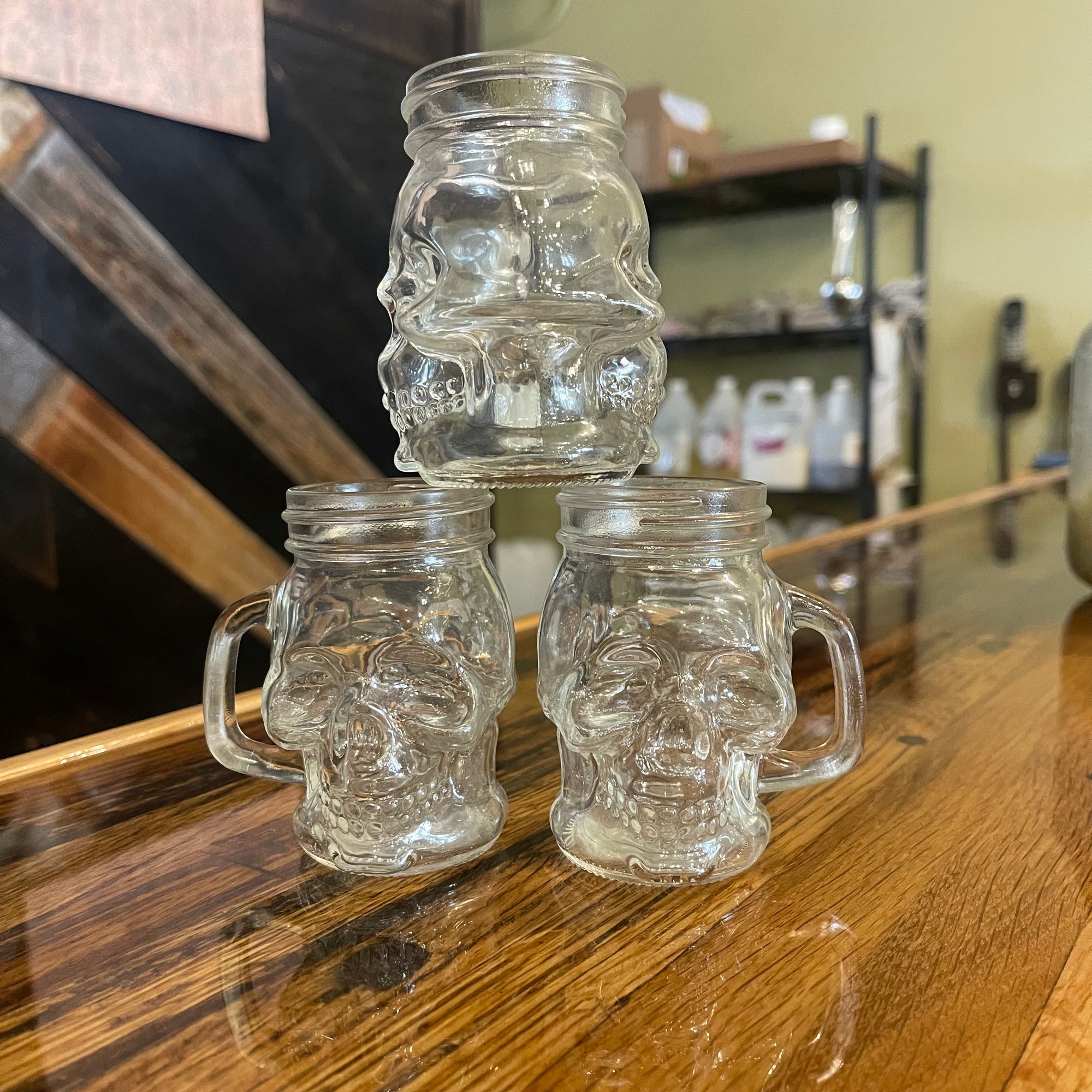 Skull Mason Jar with Handle