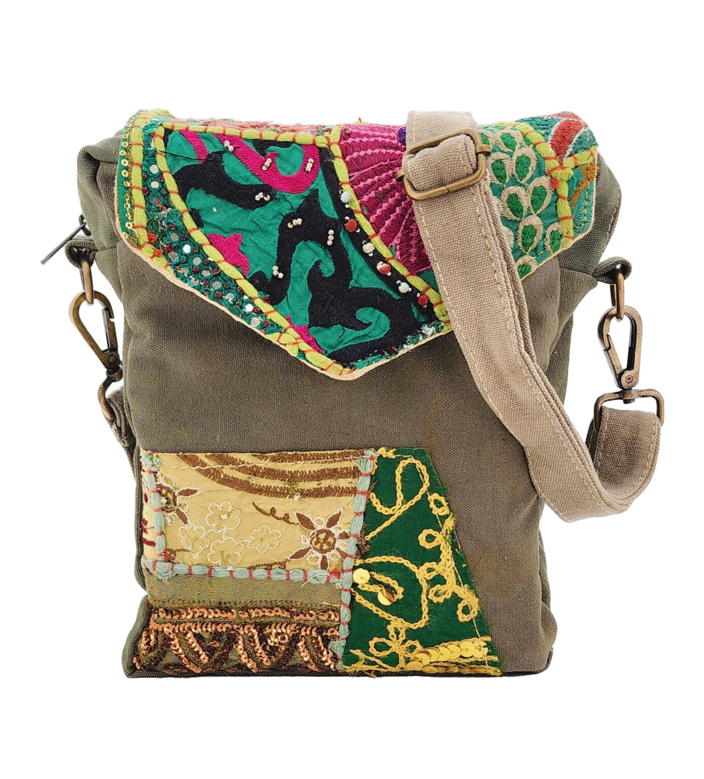 Recycled Military Tent Crossbody Bag