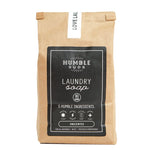 Humble Suds 40oz laundry powder bag with label and resealable opening, made of durable material for laundry detergent storage