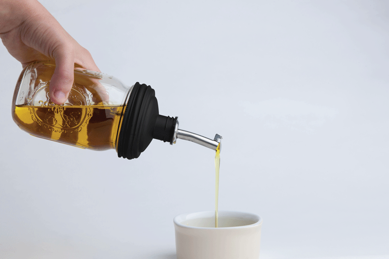 ReCap Mason Jar pour spout lid with easy-pour design, fits standard mason jars for convenient liquid dispensing.