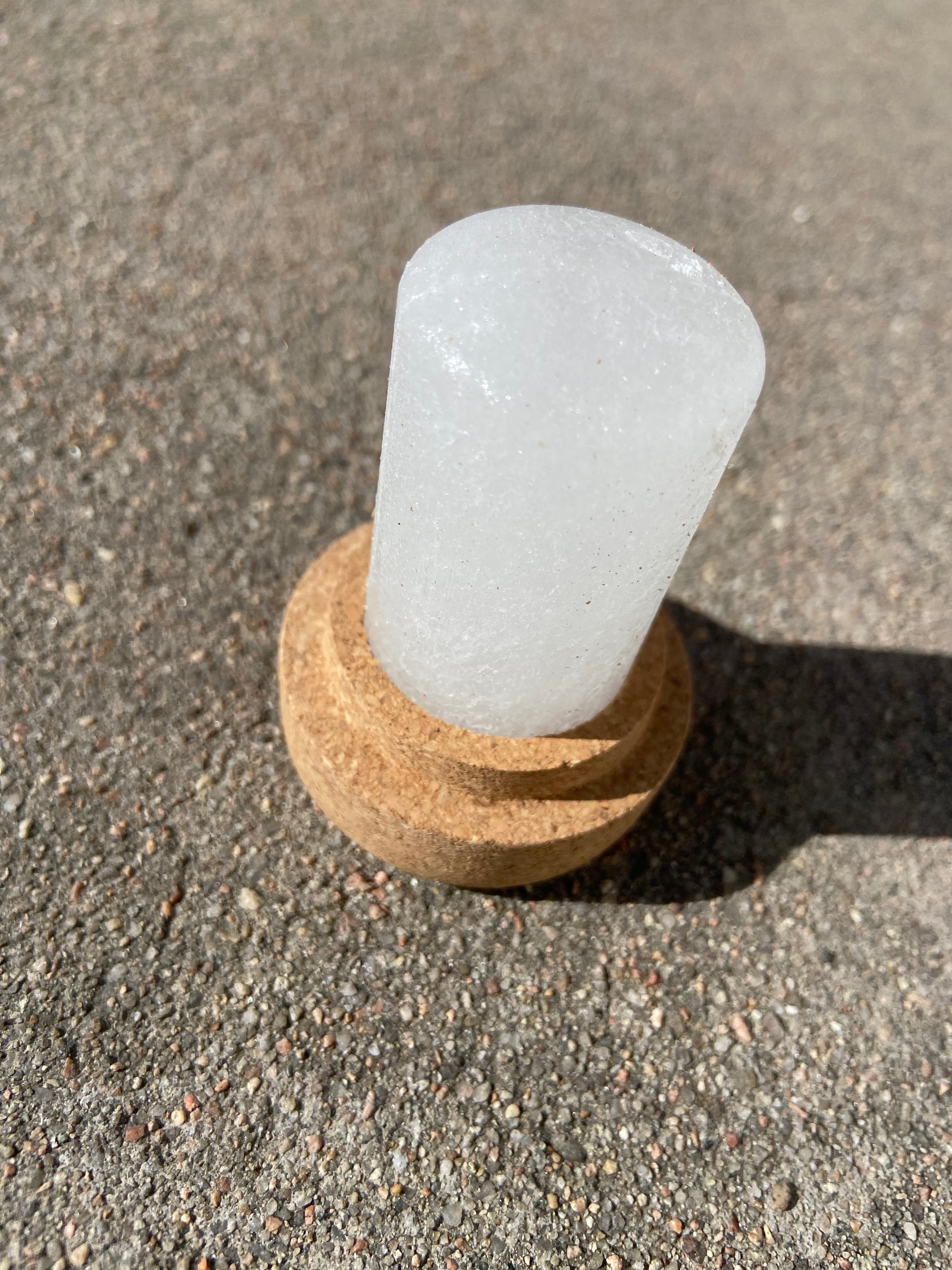 OTB Refills Salt Crystal Deodorant Stick in cork pack, natural mineral deodorant with crystal block and cork packaging visible.