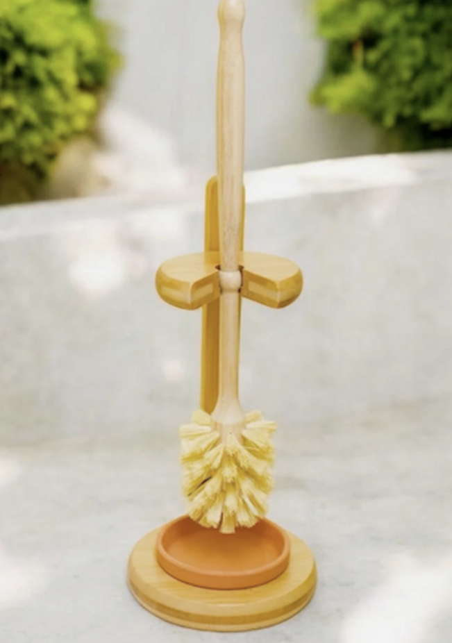 Bamboo Toilet Brush & Stand Set