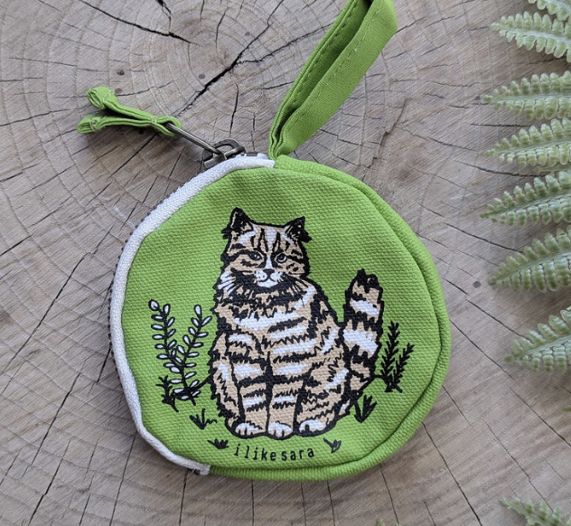 ilikesara zippered pouches with colorful designs, small fabric storage bags for accessories or stationery.