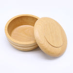 OTB Refills 6 oz wood shave bowl with smooth finish and rounded edges for traditional wet shaving.