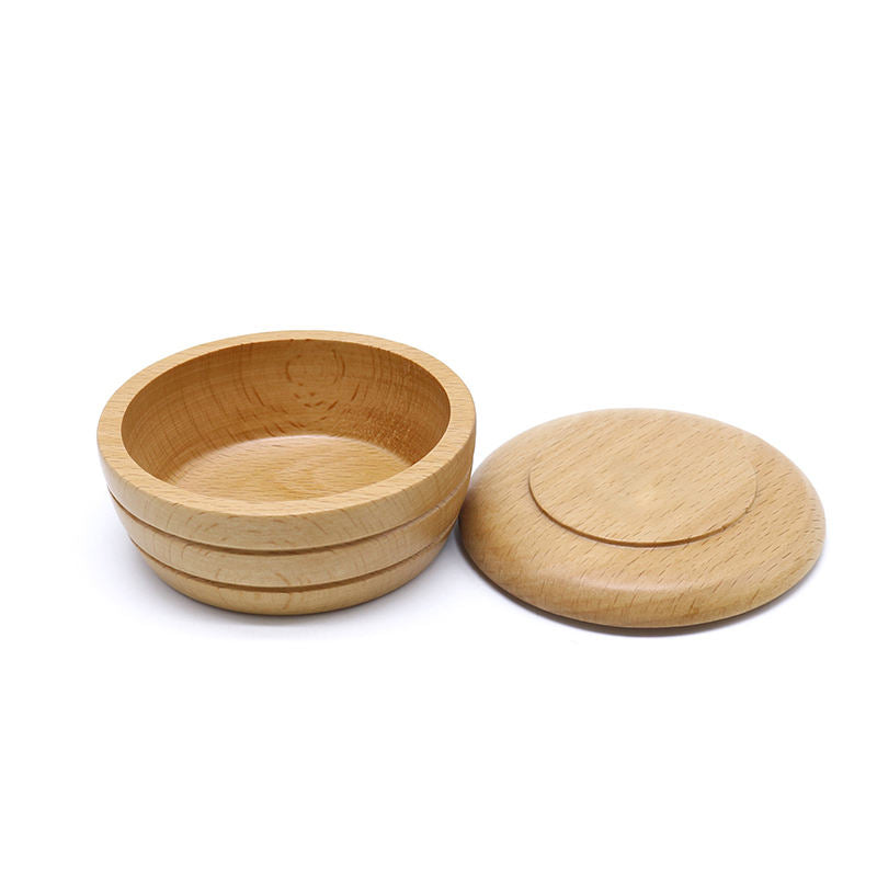 OTB Refills 6 oz wood shave bowl with smooth finish, ideal for classic shaving soap and brush setup.