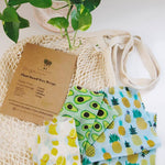Me Mother Earth vegan plant-based wax wraps in various sizes, eco-friendly and colorful with natural patterns on a white background.