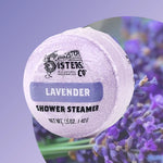 Lavender shower steamers by Spinster Sisters, aromatic bath accessories for a soothing shower experience